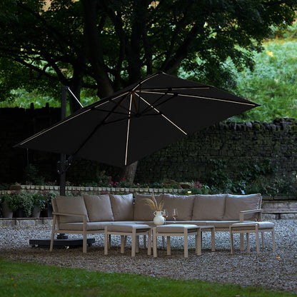 Glow Challenger T2 3m Square Premium Manhattan Grey Free Arm Parasol