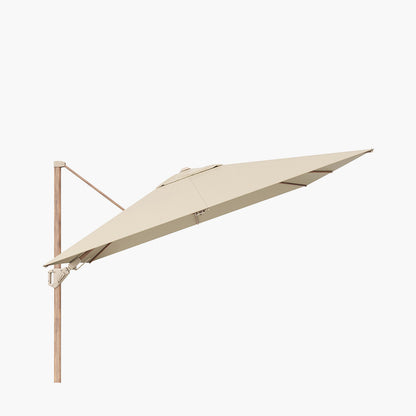 Challenger Teak T2 3m Square Premium Champagne Free Arm Parasol