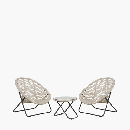 Tobs Outdoor Cream Foldable Loungers Set
