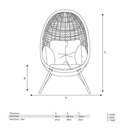 St Kitts Stone Grey Outdoor Single Nest Chair