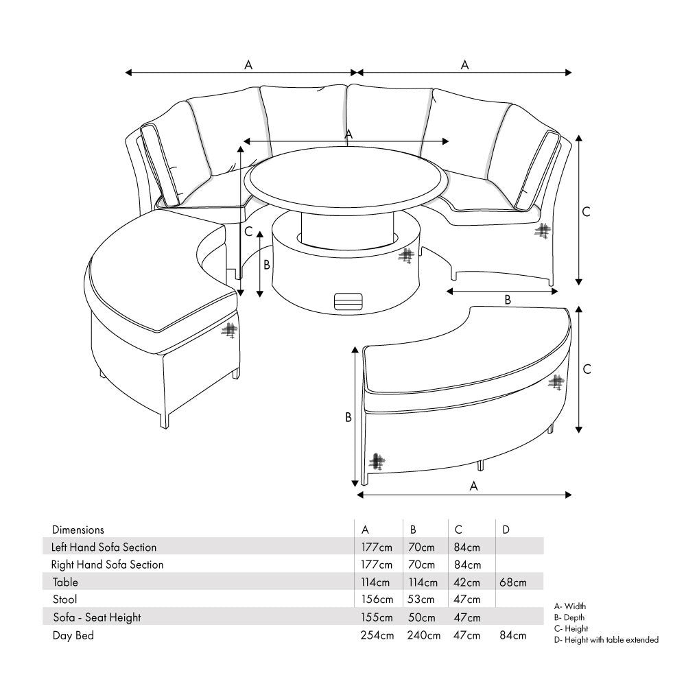 Slate Grey Outdoor Daybed Dining Set with Ceramic Top