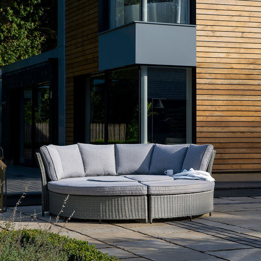 Slate Grey Outdoor Daybed Dining Set with Ceramic Top