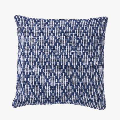 Denim Blue and White Ikat Design Scatter Cushion – Eco-Friendly Indoor & Outdoor Cushion