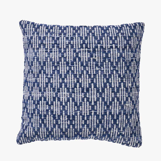 Denim Blue and White Ikat Design Scatter Cushion – Eco-Friendly Indoor & Outdoor Cushion