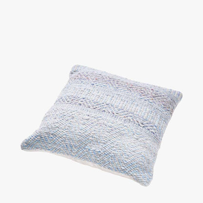 Aqua Blue and White Inca Design Scatter Cushion – Sustainable Indoor & Outdoor Cushion