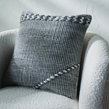 Grey and White Plaited Stripe Design Scatter Cushion – Sustainable Indoor & Outdoor Cushion