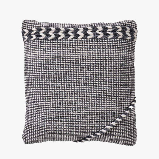 Grey and White Plaited Stripe Design Scatter Cushion – Sustainable Indoor & Outdoor Cushion