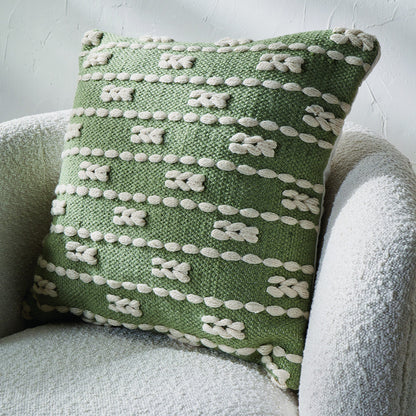 Sage and White Braid Design Square Scatter Cushion – Eco-Friendly Indoor & Outdoor Cushion