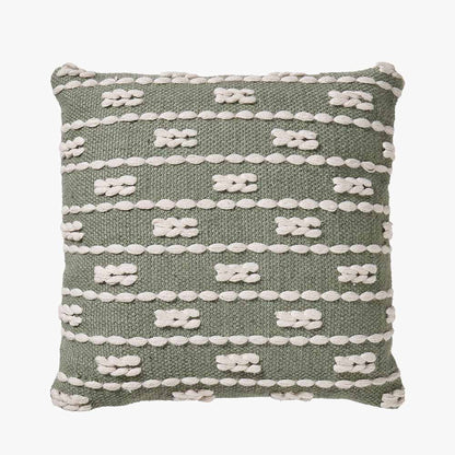 Sage and White Braid Design Square Scatter Cushion – Eco-Friendly Indoor & Outdoor Cushion