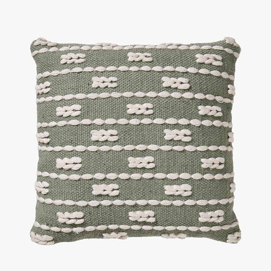 Sage and White Braid Design Square Scatter Cushion – Eco-Friendly Indoor & Outdoor Cushion