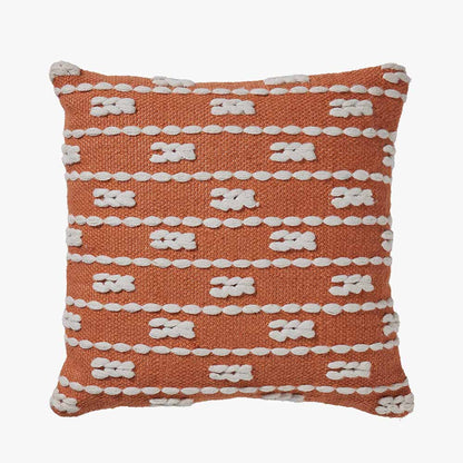 Terracotta and White Braid Design Scatter Cushion – Eco-Friendly Indoor & Outdoor Cushion