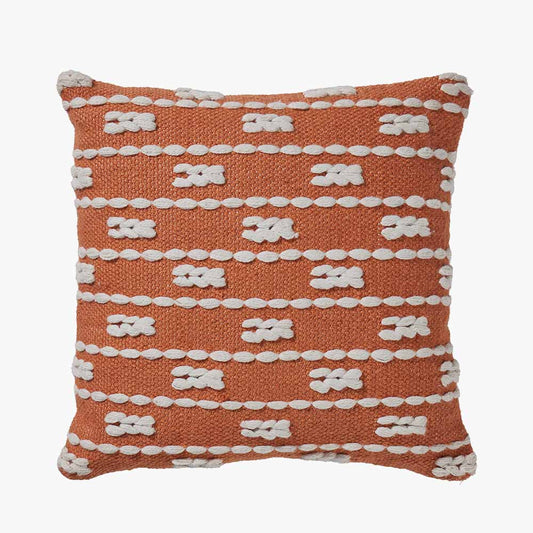 Terracotta and White Braid Design Scatter Cushion – Eco-Friendly Indoor & Outdoor Cushion