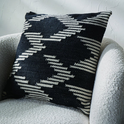 Black and White Chevron Design Scatter Cushion – Eco-Friendly Recycled PET Yarn Cushion