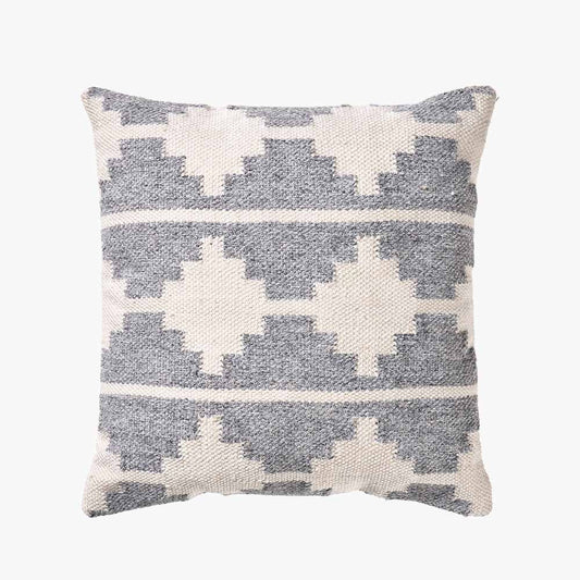 Grey and White Moroccan Design Scatter Cushion – Sustainable Indoor & Outdoor Cushion
