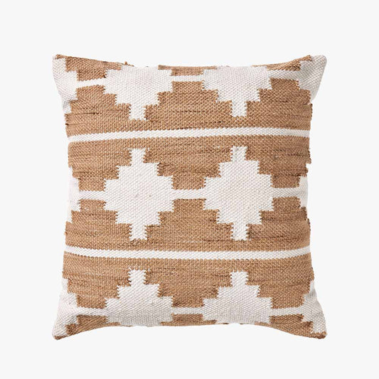 Taupe and White Moroccan Design Scatter Cushion – Sustainable Indoor & Outdoor Cushion