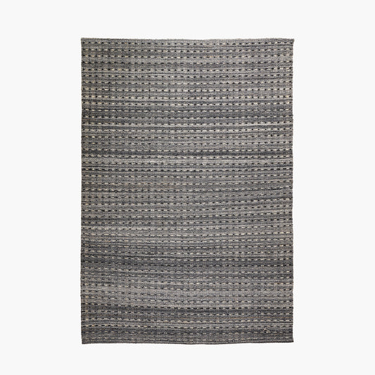 Indoor Outdoor Grey Double Stitch Design Rug