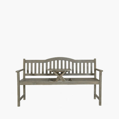 Introducing the Richmond Antique Grey Outdoor Bench with Pop-Up Table, an elegant addition to your garden or patio. Shop online today at www.nobleandnook.co.uk