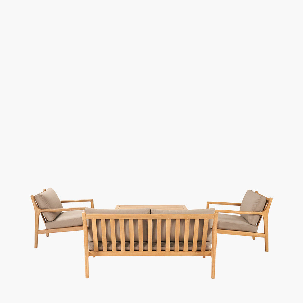 Shop the Malta Garden Seating Set with a 2-seater sofa, 2 armchairs, and a rectangular coffee table, providing a modern and natural update to your garden. Shop online today at www.nobleandnook.co.uk