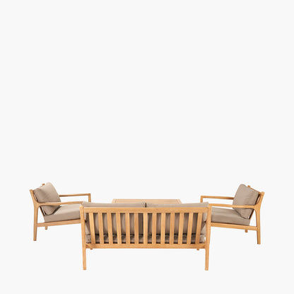 Shop the Malta Garden Seating Set with a 2-seater sofa, 2 armchairs, and a rectangular coffee table, providing a modern and natural update to your garden. Shop online today at www.nobleandnook.co.uk