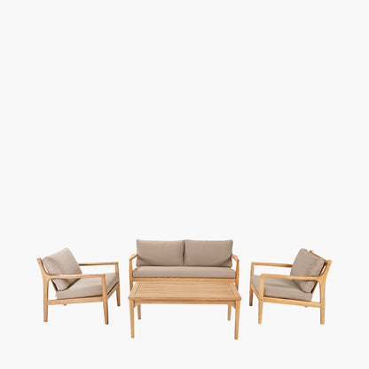 Shop the Malta Garden Seating Set with a 2-seater sofa, 2 armchairs, and a rectangular coffee table, providing a modern and natural update to your garden. Shop online today at www.nobleandnook.co.uk