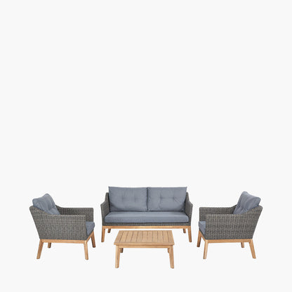Shop the Larissa Outdoor Seating Set. Comprising of a 2 seater sofa, 2 armchairs and a coffee table, ideal for relaxed socialising, al fresco style. Shop online today www.nobleandnook.co.uk