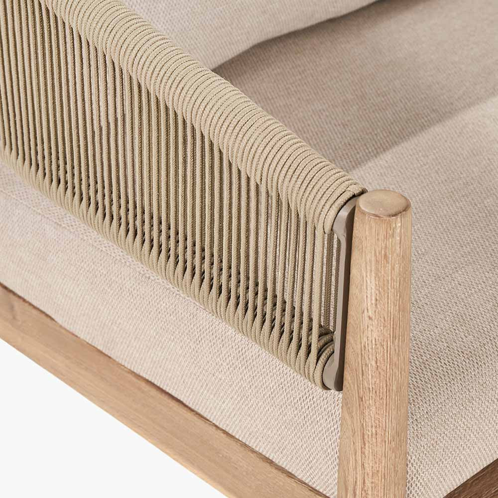 Shop the Denver Sage Green Outdoor Seating Set. Handcrafted from sustainable acacia wood, featuring a two seater sofa, 2 armchairs, and a coffee table with weather resistant twisted rope. 3 Year Structural Guarantee Included* Buy now at www.nobleandnook.co.uk