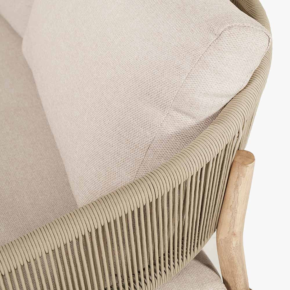 Shop the Denver Sage Green Outdoor Seating Set. Handcrafted from sustainable acacia wood, featuring a two seater sofa, 2 armchairs, and a coffee table with weather resistant twisted rope. 3 Year Structural Guarantee Included* Buy now at www.nobleandnook.co.uk