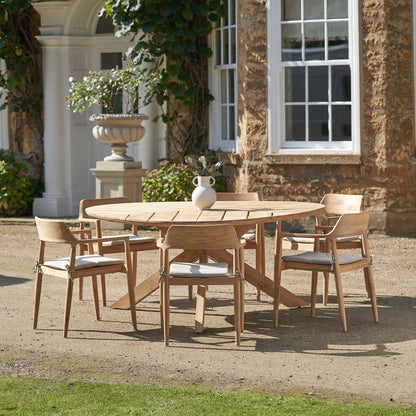 Elevate your outdoor dining experience with the Reuleaux 6 Seater Outdoor Dining Set, expertly crafted from premium teak wood for durability and timeless style. Shop online today at www.nobleandnook.co.uk