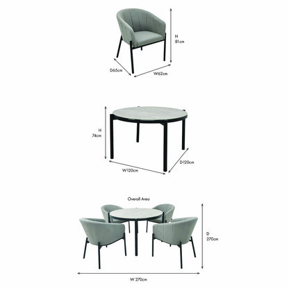 Nevada Putty Outdoor 4 Seater Round Dining Set