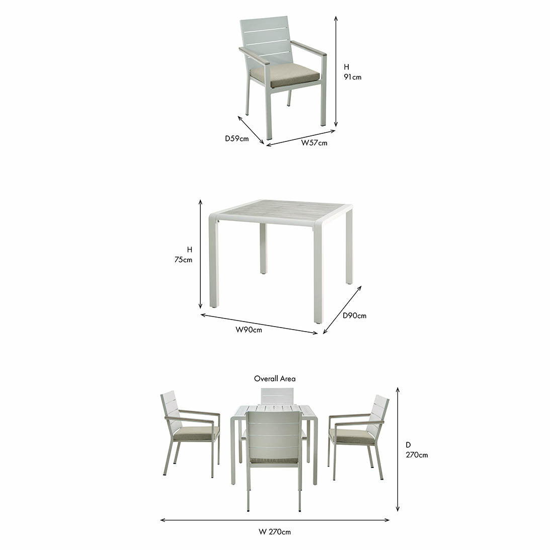 Aruba Outdoor 4 Seater Dining Set