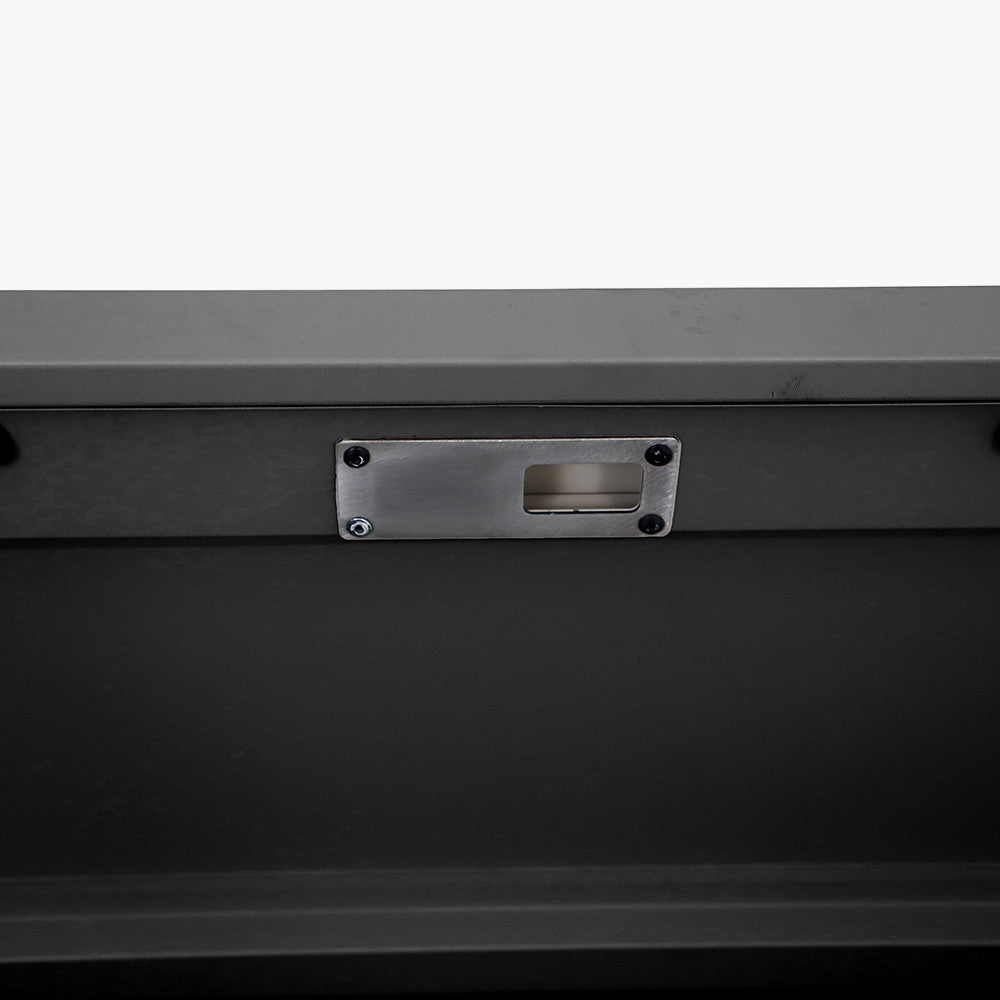 Rhode Island Small Galvanised Steel Cushion Box in Black