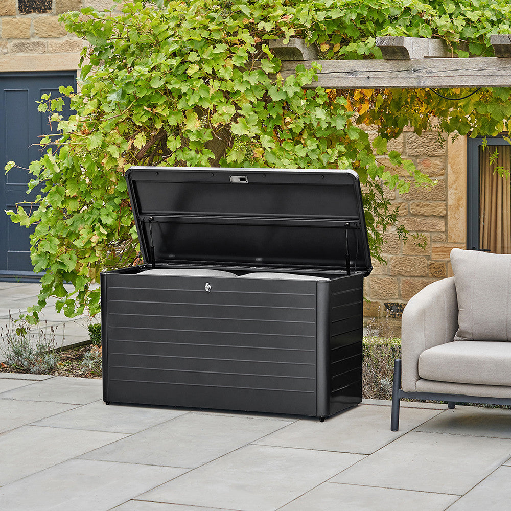 Rhode Island Small Galvanised Steel Cushion Box in Black