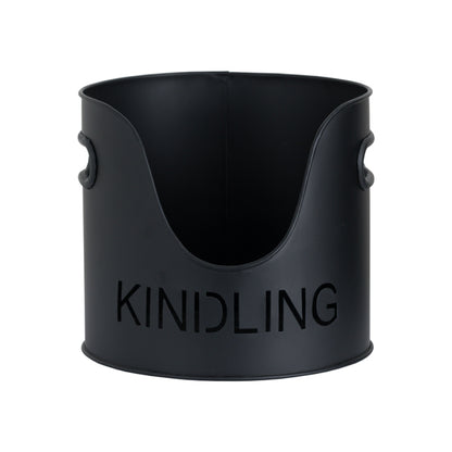 Black Finish Logs and Kindling Buckets with Matchstick Holder – Handcrafted Modern Fireside Set