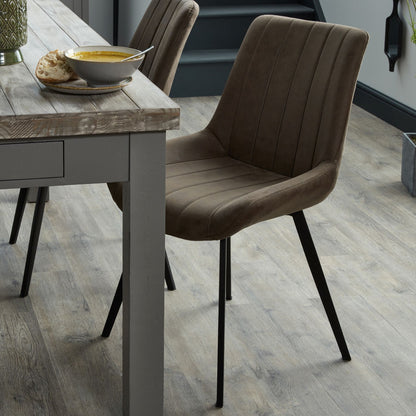 Malmo Coffee Dining Chair in Rich Brown Suede