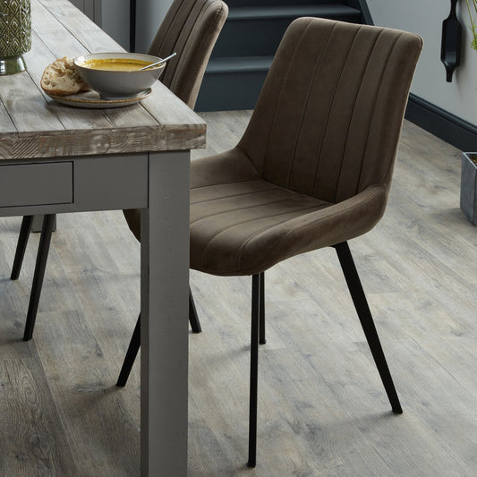 Malmo Coffee Dining Chair in Rich Brown Suede
