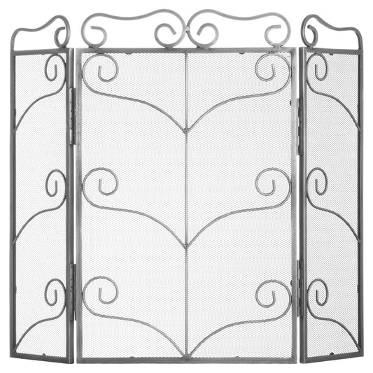 Heavy Large Antique Silver Fire Screen – Elegant Handcrafted Fireplace Guard