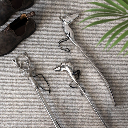 Silver Nickel Horse Head Detail Shoe Horn – Luxury Equestrian-Inspired Accessory for Timeless Interiors