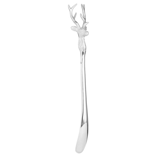 Silver Nickel Stag Head Detail Shoe Horn – Elegant Country-Inspired Decorative Shoe Accessory