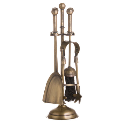 Ball Topped Companion Set in Antique Brass – Timeless Fireplace Elegance