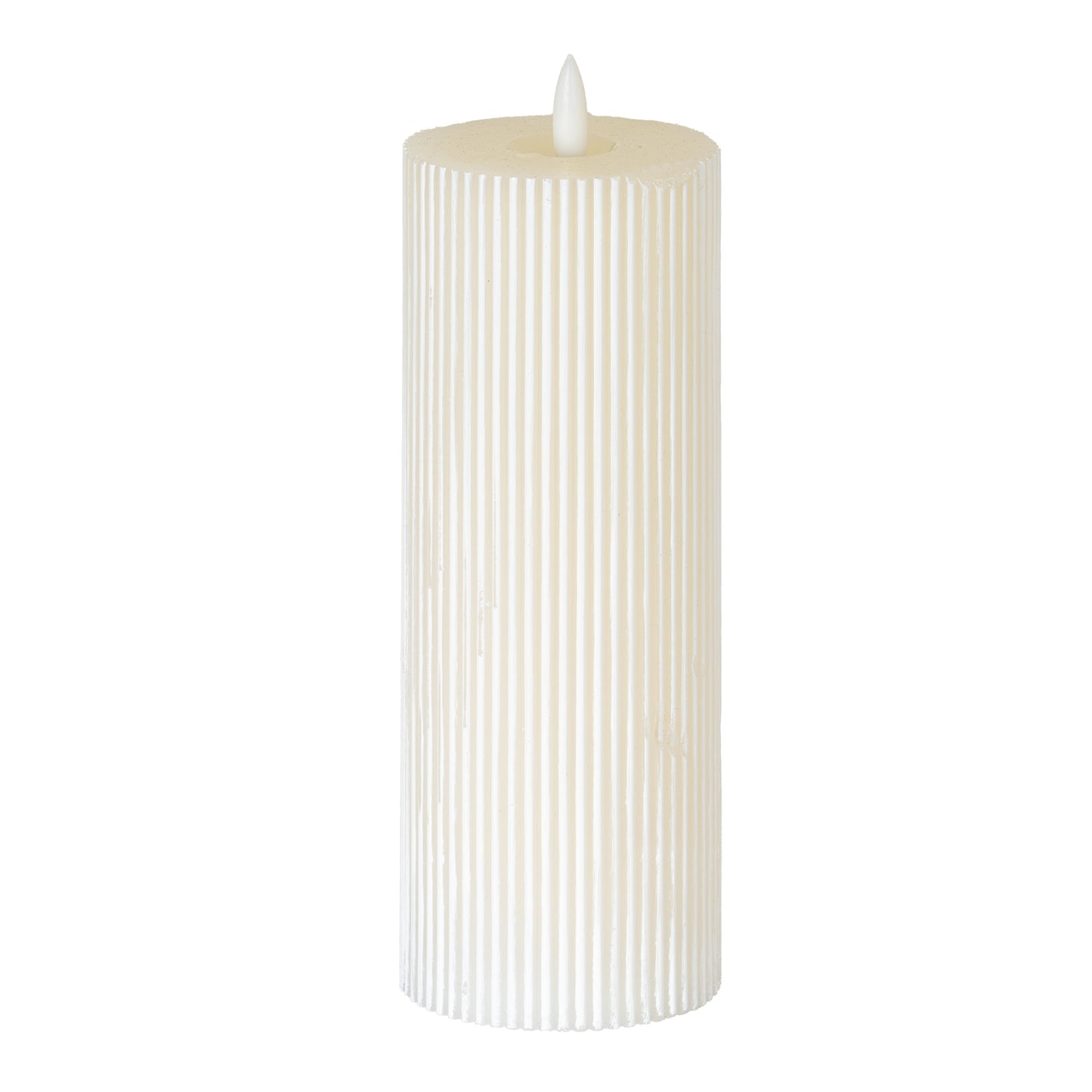 Luxe Collection Natural Glow 3x8 Textured Ribbed LED Candle