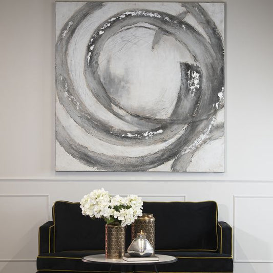 Galaxy Silver & Grey Hand Painted Canvas | 150cm