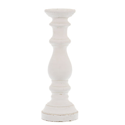 Matt White Large Ceramic Column Candle Holder