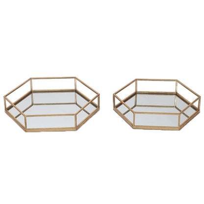 Gold Hexagon Set of Two Trays – Luxurious Metallic Display Trays for Elegant UK Interiors