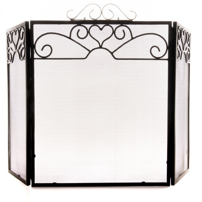 Chrome Topped Three Fold Fire Screen – Elegant Fireside Protection