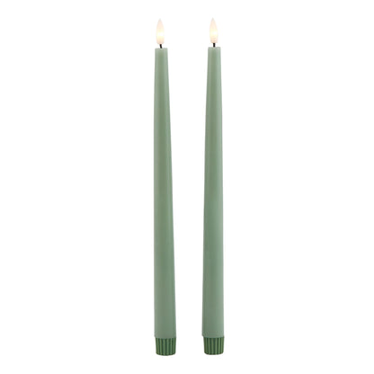 Luxe Collection Set of 2 Sage LED Wax Dinner Candles