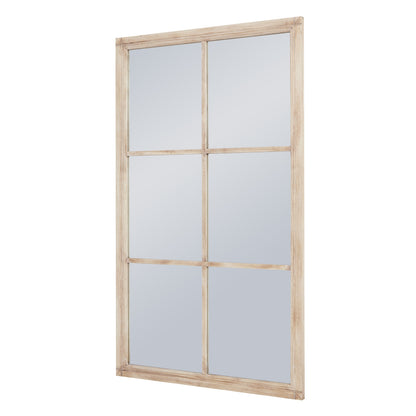 Washed Wood Large Window Mirror – 150cm Rustic Multi-Panel Wall Mirror