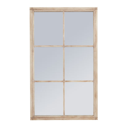 Washed Wood Large Window Mirror – 150cm Rustic Multi-Panel Wall Mirror