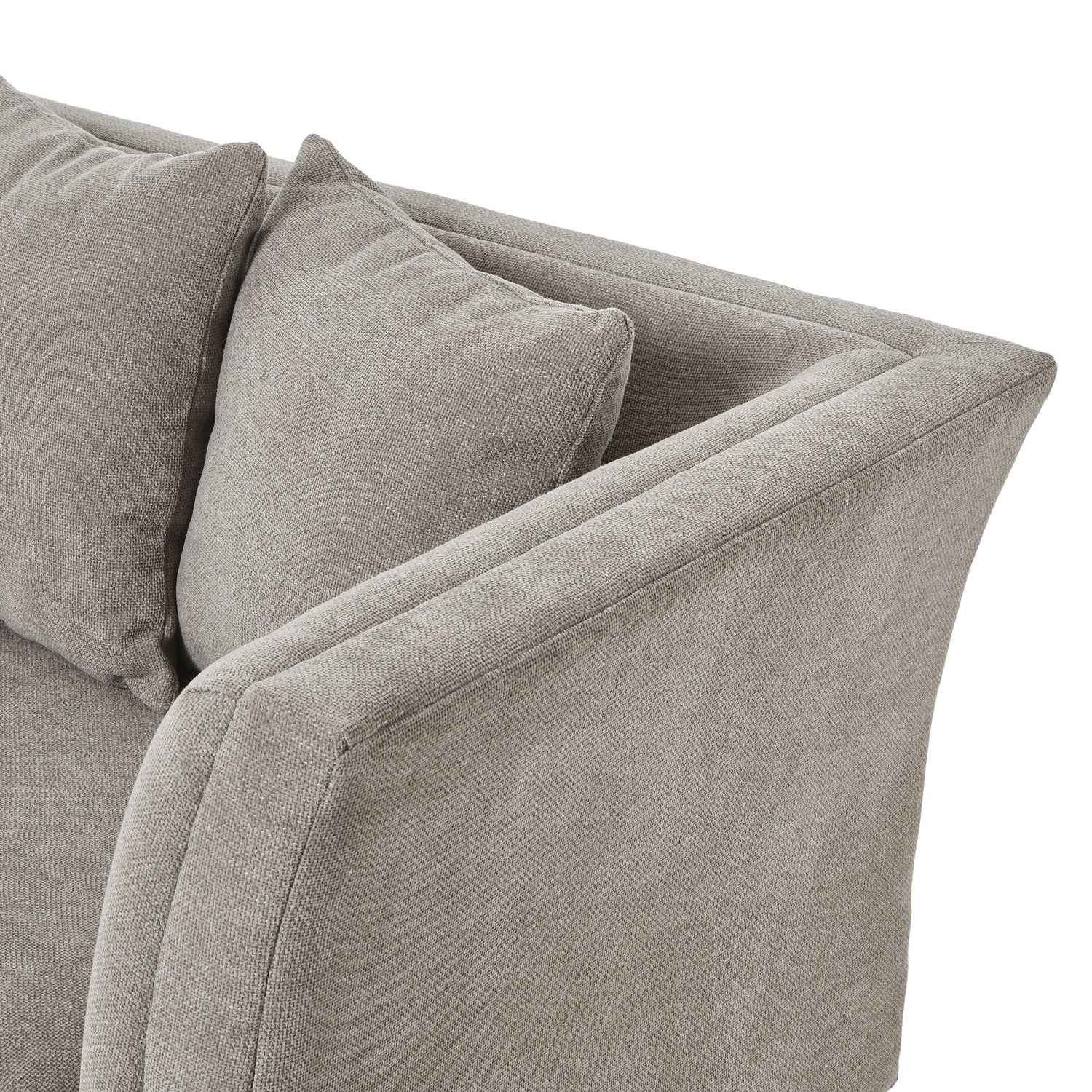Indulge in the epitome of comfort and elegance with the Vesper three seater sofa. Handcrafted to perfection, in neutral taupe hue making it the perfect centrepiece for refined living spaces. Shop online today www.nobleandnook.co.uk