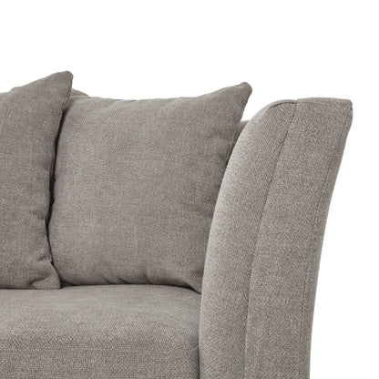 Indulge in the epitome of comfort and elegance with the Vesper three seater sofa. Handcrafted to perfection, in neutral taupe hue making it the perfect centrepiece for refined living spaces. Shop online today www.nobleandnook.co.uk