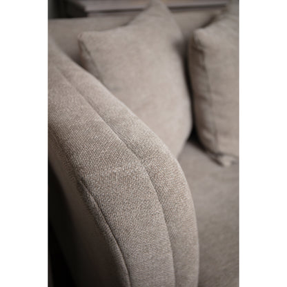 Indulge in the epitome of comfort and elegance with the Vesper three seater sofa. Handcrafted to perfection, in neutral taupe hue making it the perfect centrepiece for refined living spaces. Shop online today www.nobleandnook.co.uk